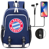 Bayern Munich Football Club USB Charging Backpack School Note Book Laptop Travel Bags